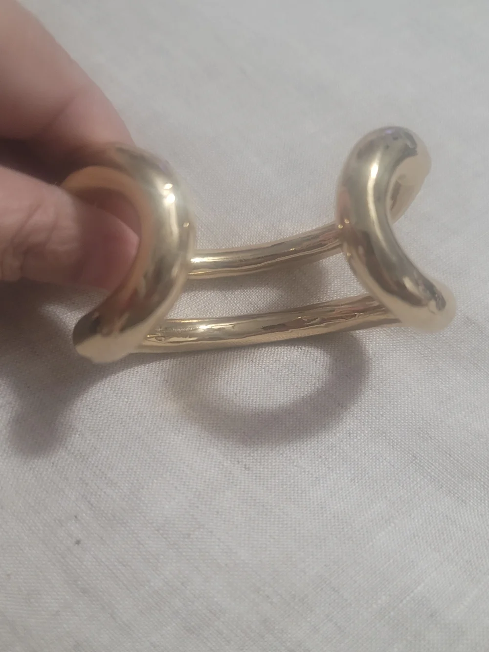 Polished Gold Double-Band Open Cuff Bracelet - Women's Jewelry